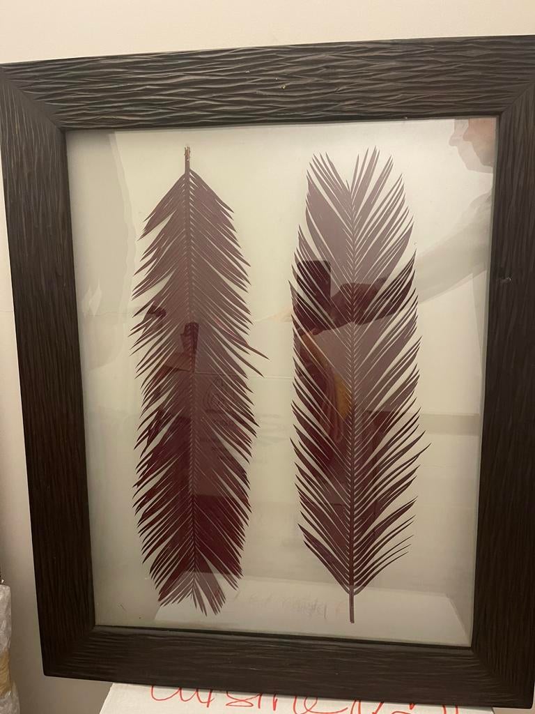 Tableau feuilles naturalisées 80/65, Enlèvement, Comme neuf, Bois