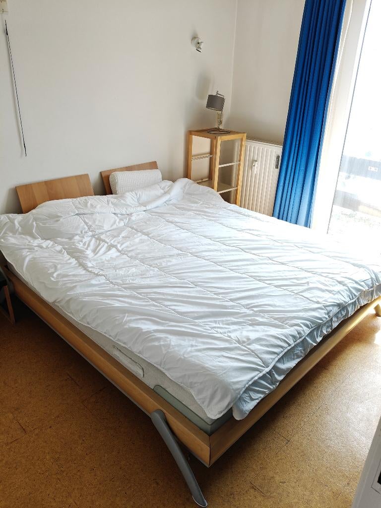 Bed 180x200, Huis en Inrichting, Ophalen, Gebruikt, Bruin, Tweepersoons