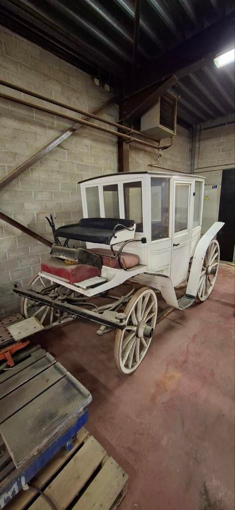 Witte paardenkoets met cabine