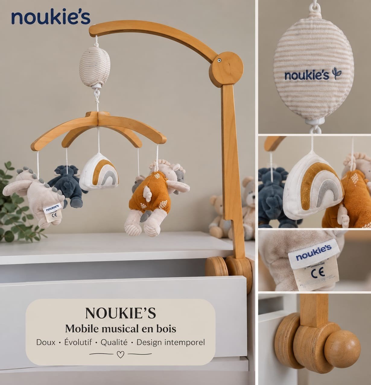 Nookies muziekmobiel - Goede staat - Originele doos, Ophalen, Zo goed als nieuw, Hout, Verrijdbaar