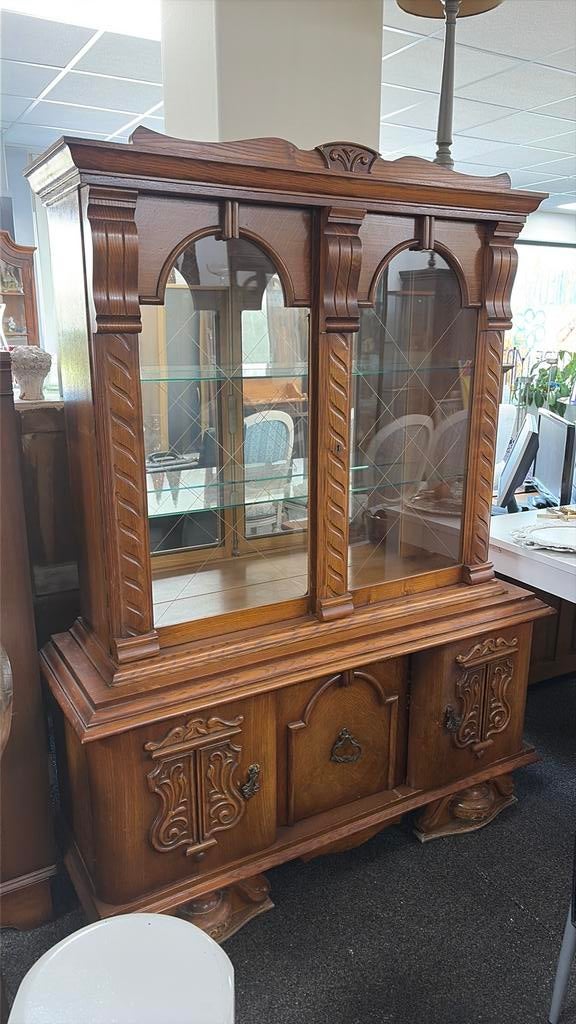 Prachtige antieke vitrine kast, Ophalen, Gebruikt