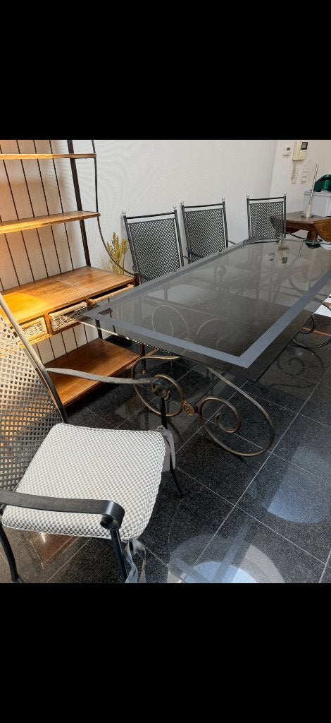 Tafel smeedijzer 6 stoelen veranda tuin keuken, Ophalen