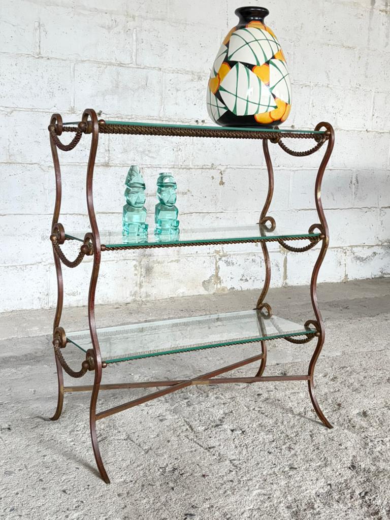 Table d'appoint du milieu du 20e siècle - Métal et verre, Enlèvement, Comme neuf, Verre