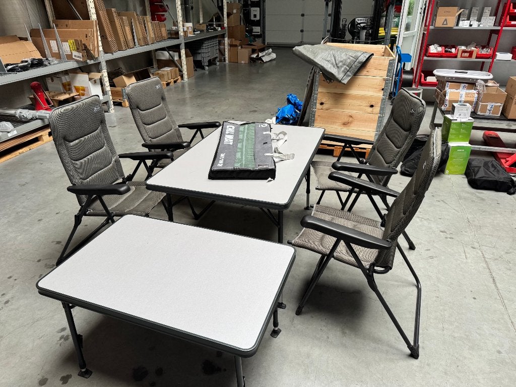 Campeer tafel set, Caravans en Kamperen, Kampeermeubelen, Ophalen, Zo goed als nieuw, Campingtafel