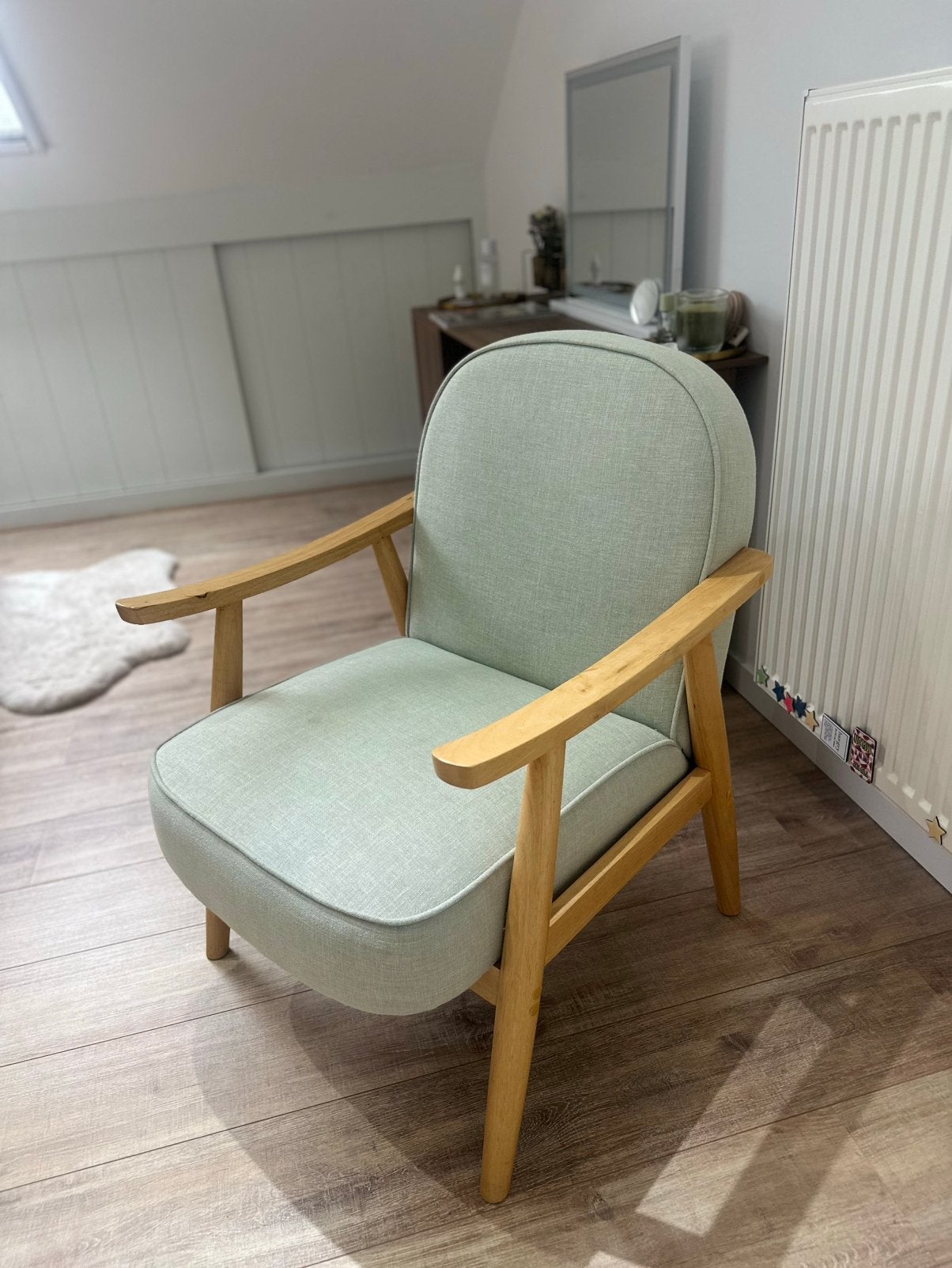 Fauteuil vert clair, Maison & Meubles, Moins de 75 cm, Comme neuf, Enlèvement, 50 à 75 cm