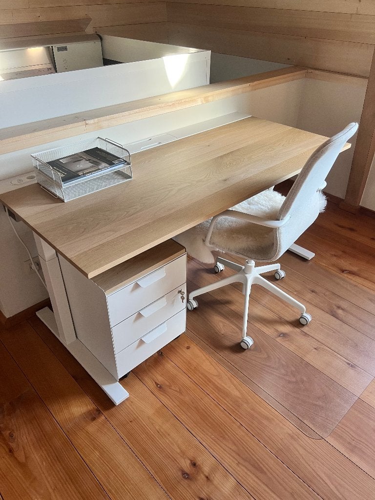 Bureau met massief eiken blad en ladekastje, Huis en Inrichting, 160 cm, Hout, Schoolbureau, Zo goed als nieuw
