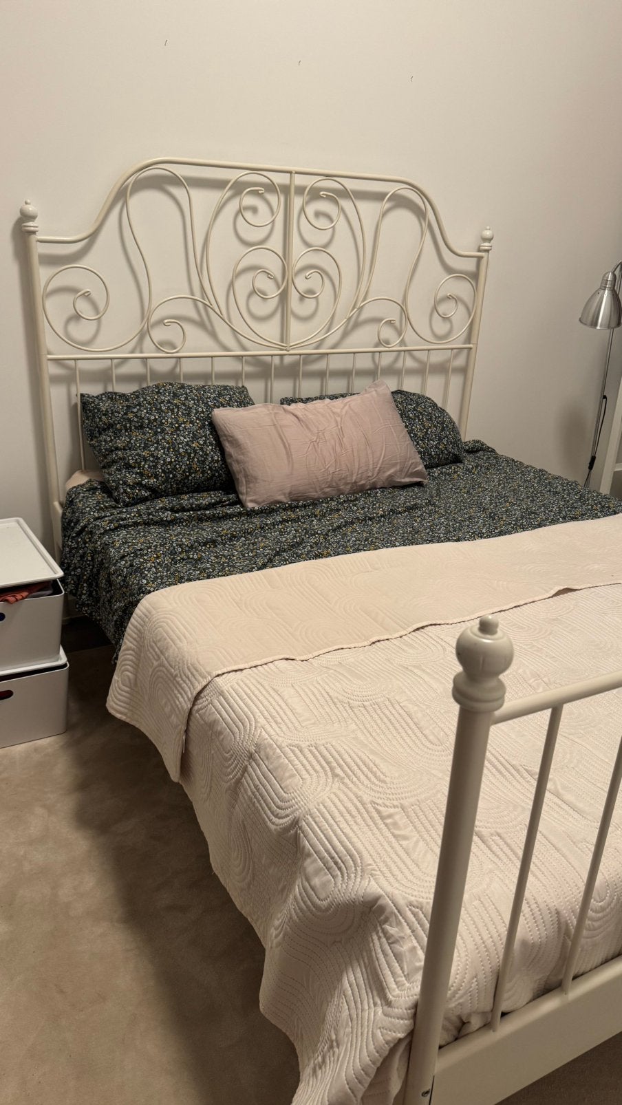 Tweepersoonsbed  160x200 cm, Huis en Inrichting, Slaapkamer | Bedden, Ophalen, Gebruikt, Crème