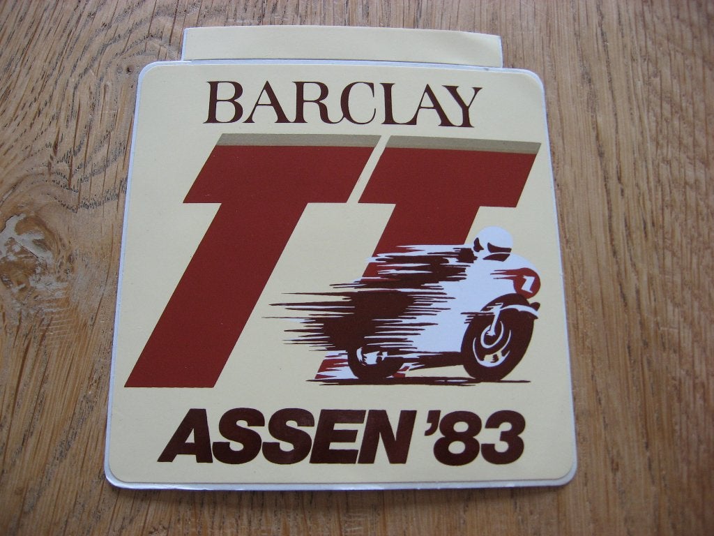Sticker Barcley TT Assen '83 Motoren 10 x 11 cm, Ophalen of Verzenden, Nieuw, Sport