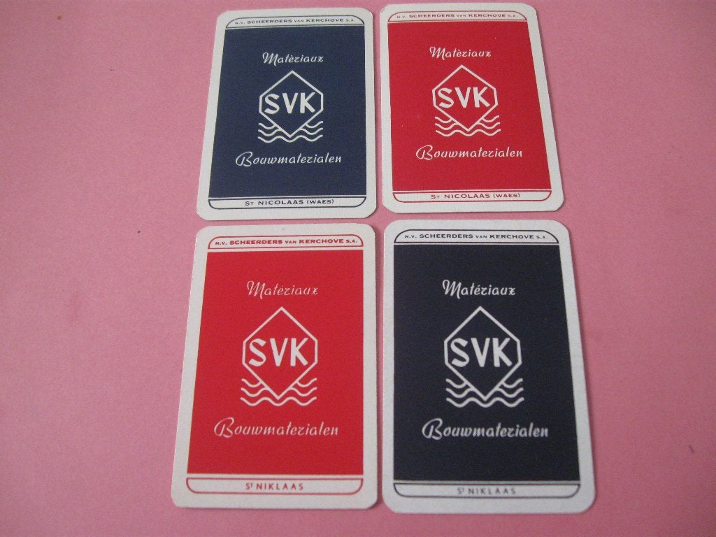 4 joker speelkaarten Bouwmaterialen SVK , St Niklaas (19), Enlèvement ou Envoi, Comme neuf, Carte(s) à jouer