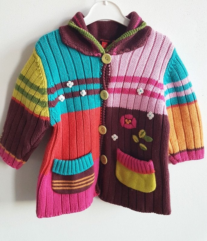 CATIMINI - Joli gilet long multicolore - T.18 mois/81 cm, Enfants & Bébés, Catimini, Enlèvement ou Envoi, Pull ou Veste, Utilisé