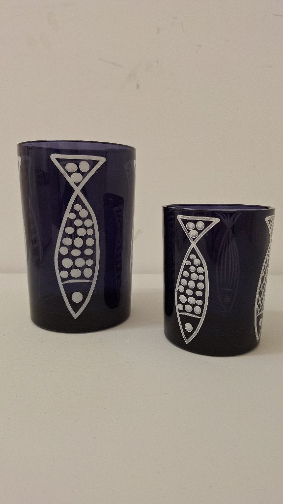 2 petits vases bleus J-Line, Ophalen, Zo goed als nieuw, Blauw, Glas