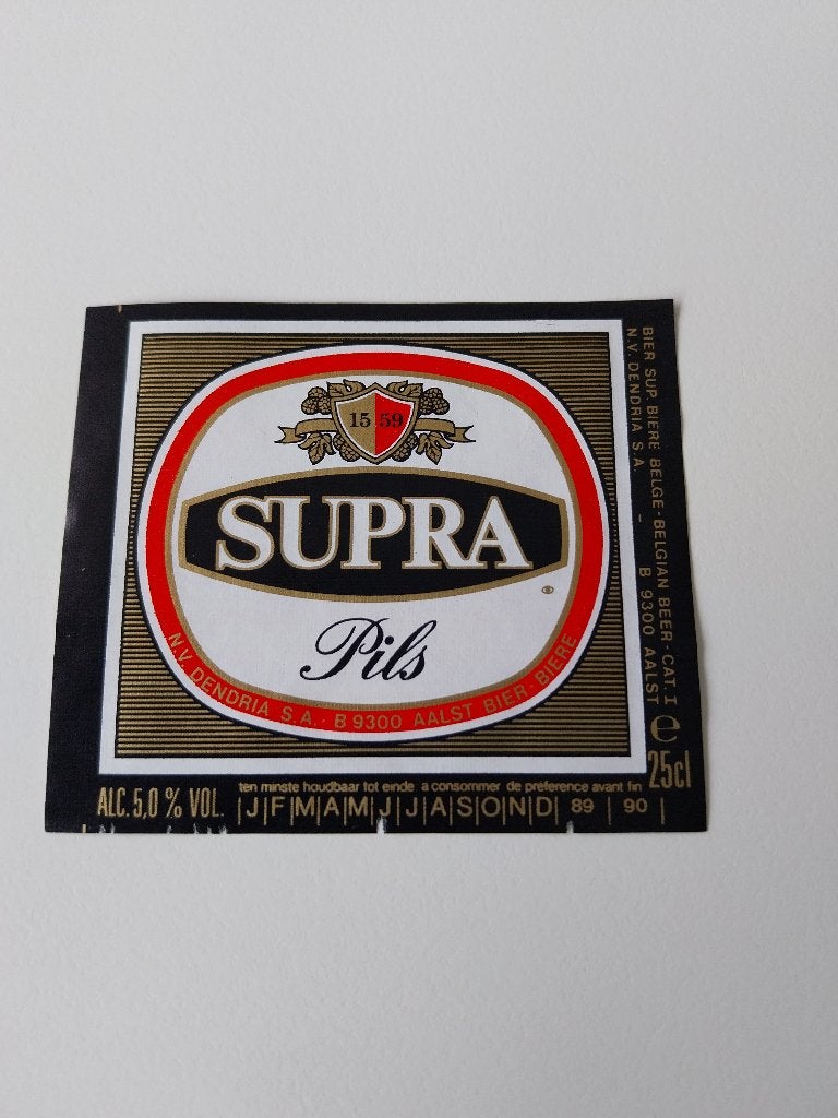 Étiquette de bière Supra Dendria Aalst De Gheest 1, Enlèvement ou Envoi, Utilisé