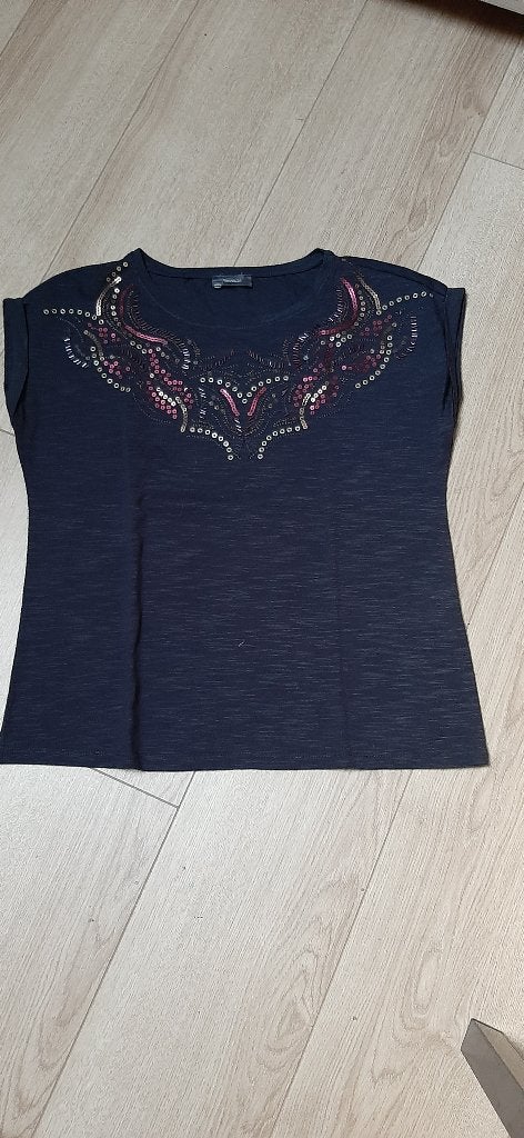 Marineblauw t-shirt maat S - 36, Vêtements | Femmes, Sans manches, Taille 36 (S), Comme neuf, Enlèvement