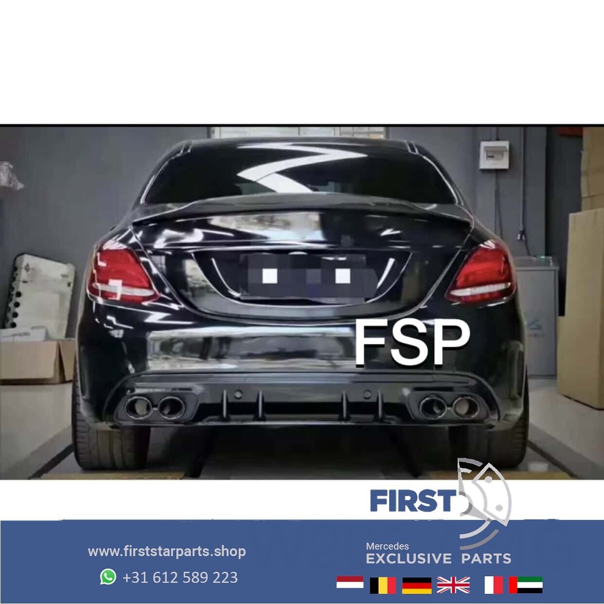 W205 FACELIFT AMG DIFFUSER Mercedes C Klasse 2019-2021 COMPL, Arrière, Utilisé, -, -