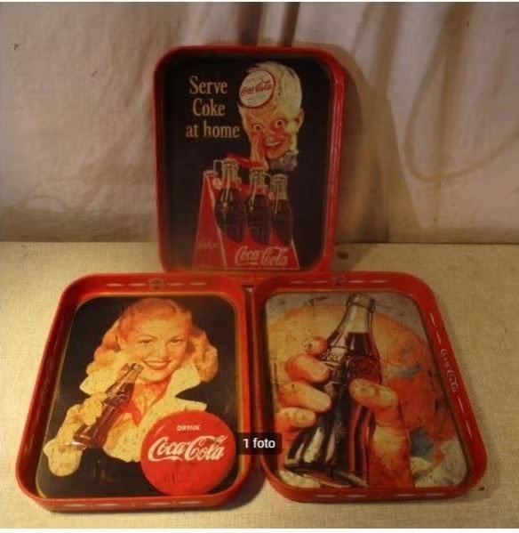 3 plateaux rétro en métal Coca-Cola, Enlèvement ou Envoi, Comme neuf, Ustensile
