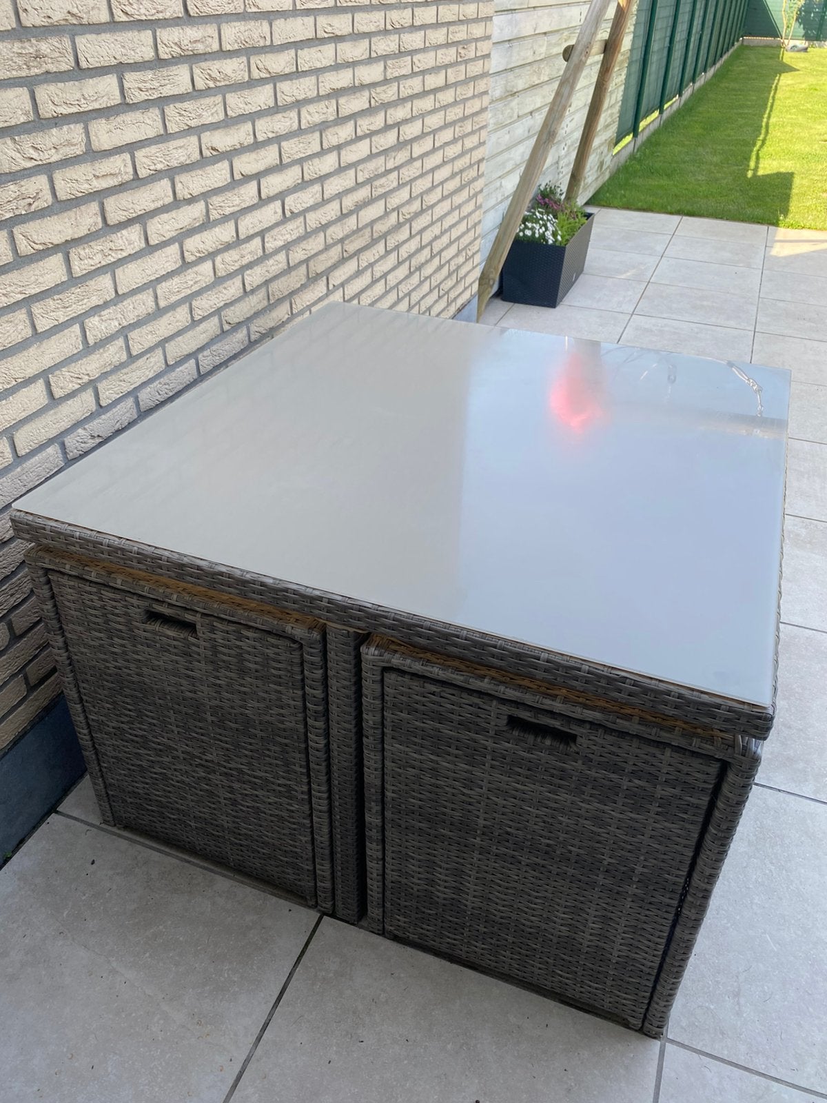 Ensemble de jardin compact en osier avec 8 chaises et table, Jardin & Terrasse, Enlèvement, Utilisé
