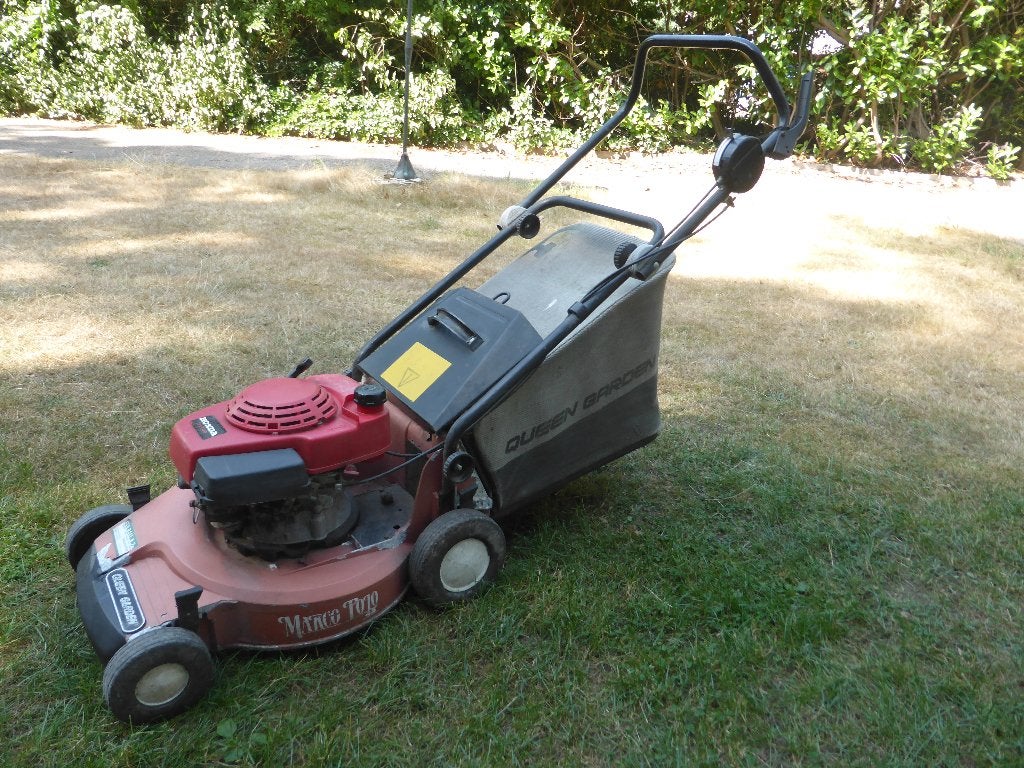 grasmaaier met honda motor en zak - is geen zelftrekker, Tuin en Terras, Grasmaaiers, Ophalen, Cirkelmaaier, Gebruikt, 40 t/m 49 cm