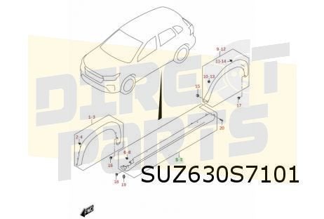 Suzuki S-Cross (1/22-) (JY / AKK) dorpelafdekking Links (5PK, -, Verzenden, -, Nieuw