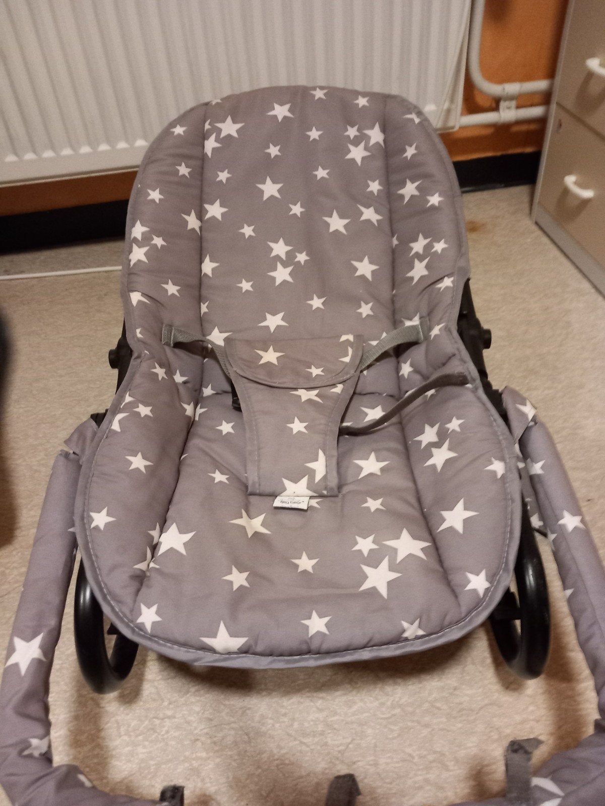 King Bear Babywipper / Wipstoeltje – Grijs met Witte Sterren, Kinderen en Baby's, Ophalen, Verstelbaar