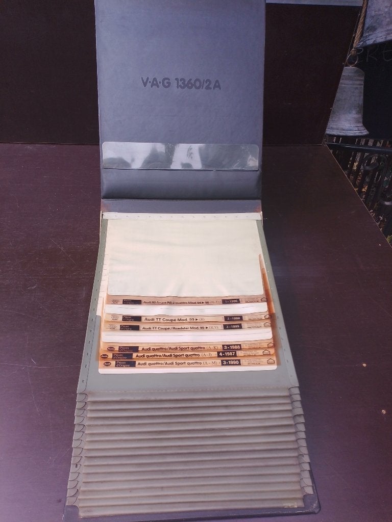 Set onderdelen Microfiches Audi in originele map vanaf 1973, Ophalen of Verzenden, Gebruikt, Audi