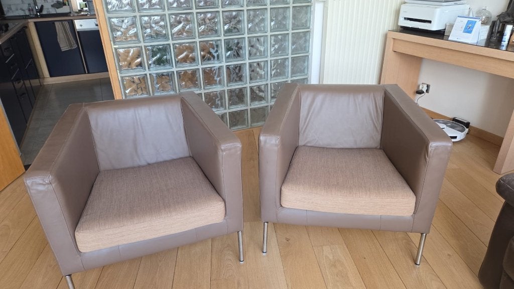 fauteils en cuir, Maison & Meubles, Chaises, Autres couleurs, Cuir, Enlèvement, Utilisé