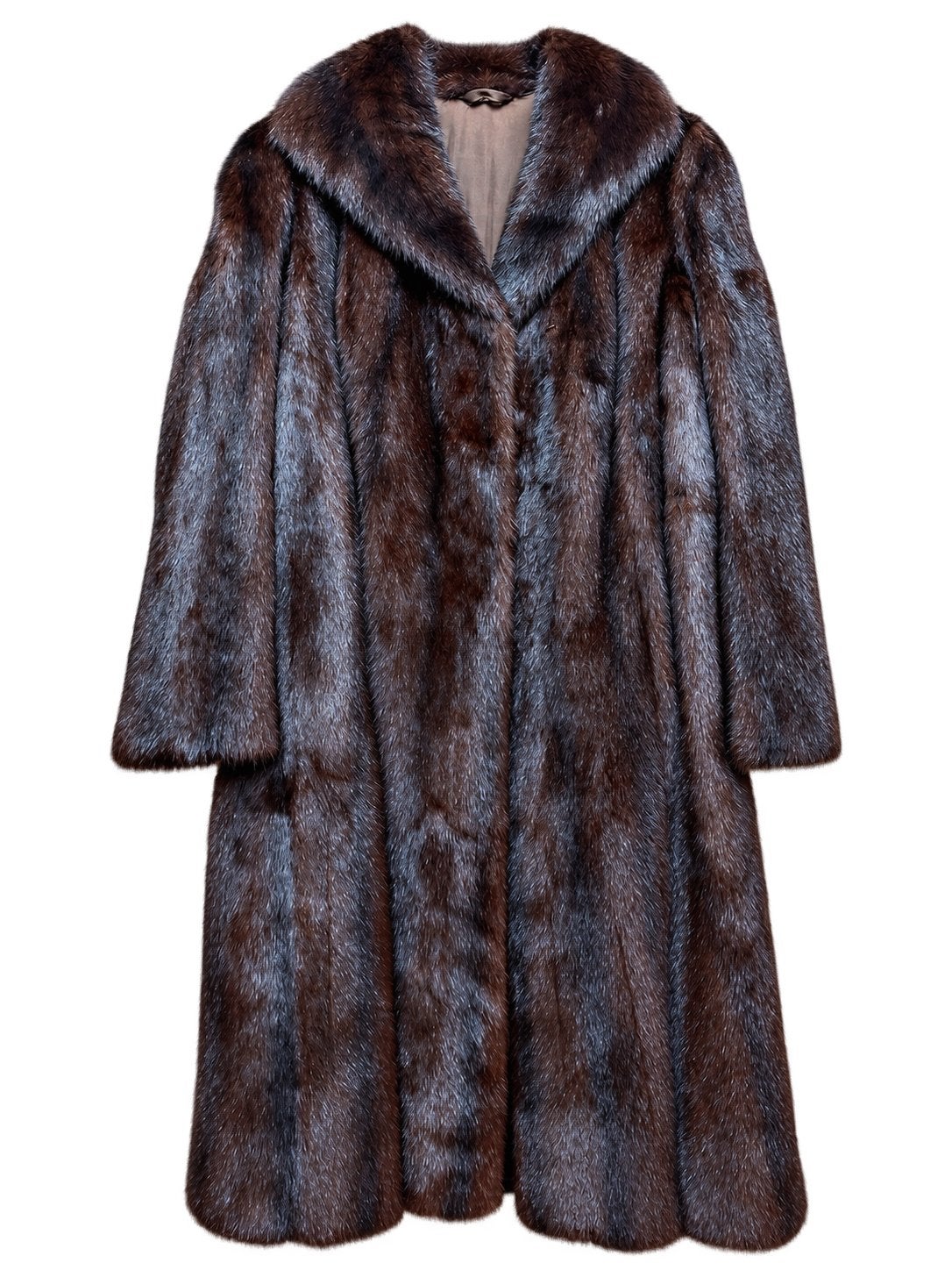 Long manteau en vison brun naturel, Enlèvement, Comme neuf, Taille 38/40 (M), Brun