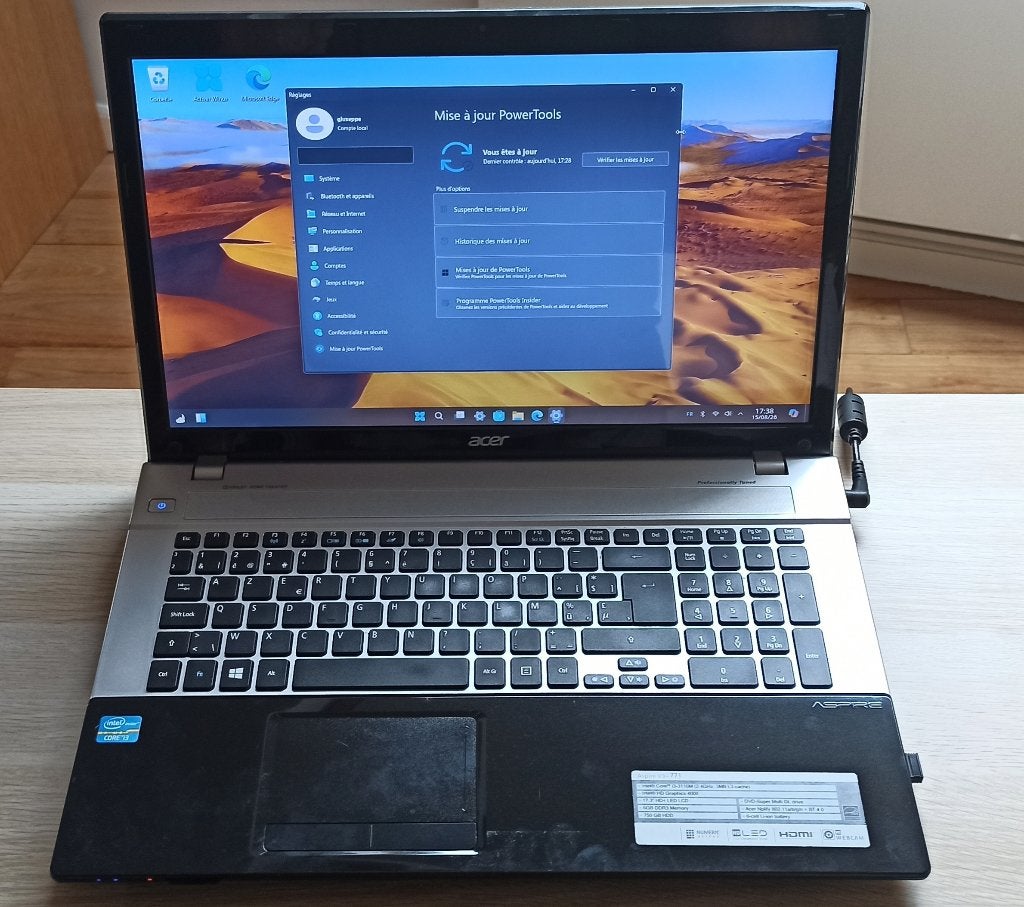 Acer Aspire V3-771 – 17,3 – 8 Go RAM – SSD 128 Go + HDD 1 To, Enlèvement ou Envoi, 17 pouces ou plus, 8 GB, Utilisé