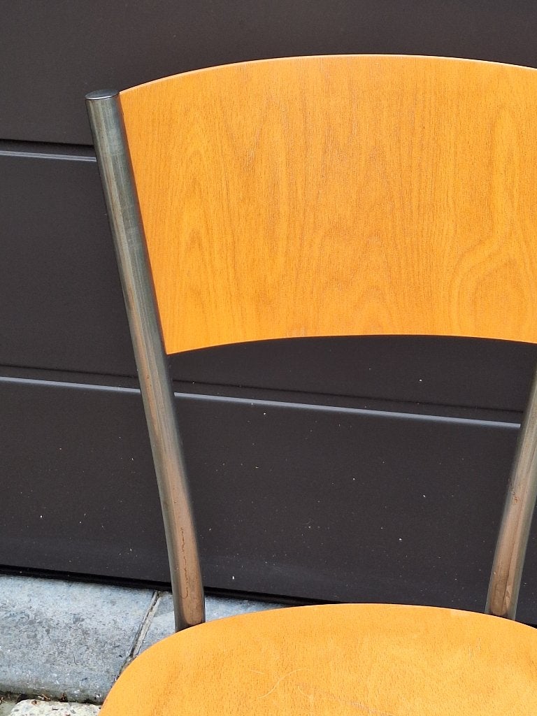 4 Chaises Vintage Salvarani Depositato Design Italien 1950, Maison & Meubles, Chaises, Utilisé, Quatre, Bois, Métal, Autres couleurs