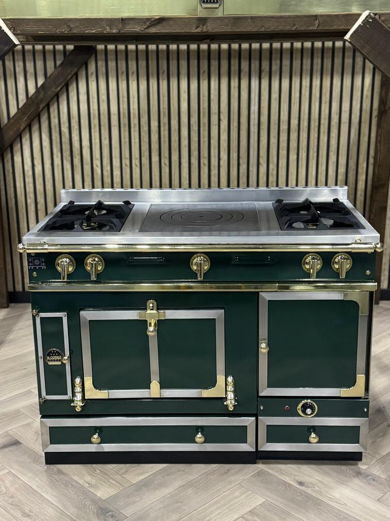 Prachtige La Cornue Groen/Messing 120cm GAS + Afzuigkap, Ophalen of Verzenden, Grill, Gas