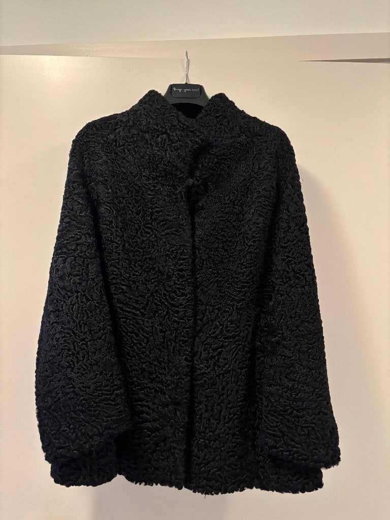 Echte astrakan bontjas – zwart – vintage – prachtige staat, Kleding | Dames, Ophalen of Verzenden, Zo goed als nieuw, Maat 36 (S)