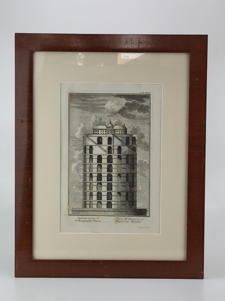 Gravure sur cuivre — La tour de Babel - Début du XVIIIe sièc, Enlèvement ou Envoi