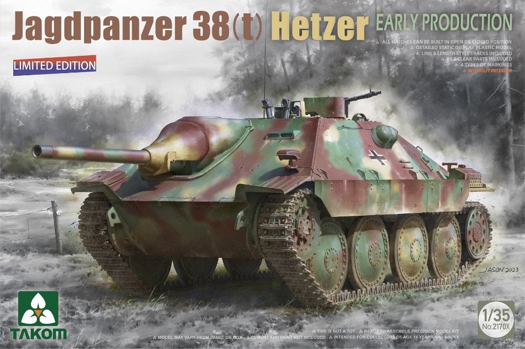 TAKOM 2170X Jagdpanzer 38(t) Hetzer EARLY-Limited Ed. 1/35, Hobby & Loisirs créatifs, Neuf, Autres marques, Tank, Enlèvement ou Envoi