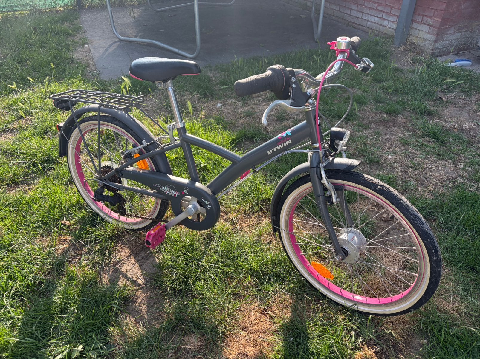 Kinderfiets roos/grijs te koop, Enlèvement, Utilisé, Frein à disque, Moins de 16 pouces