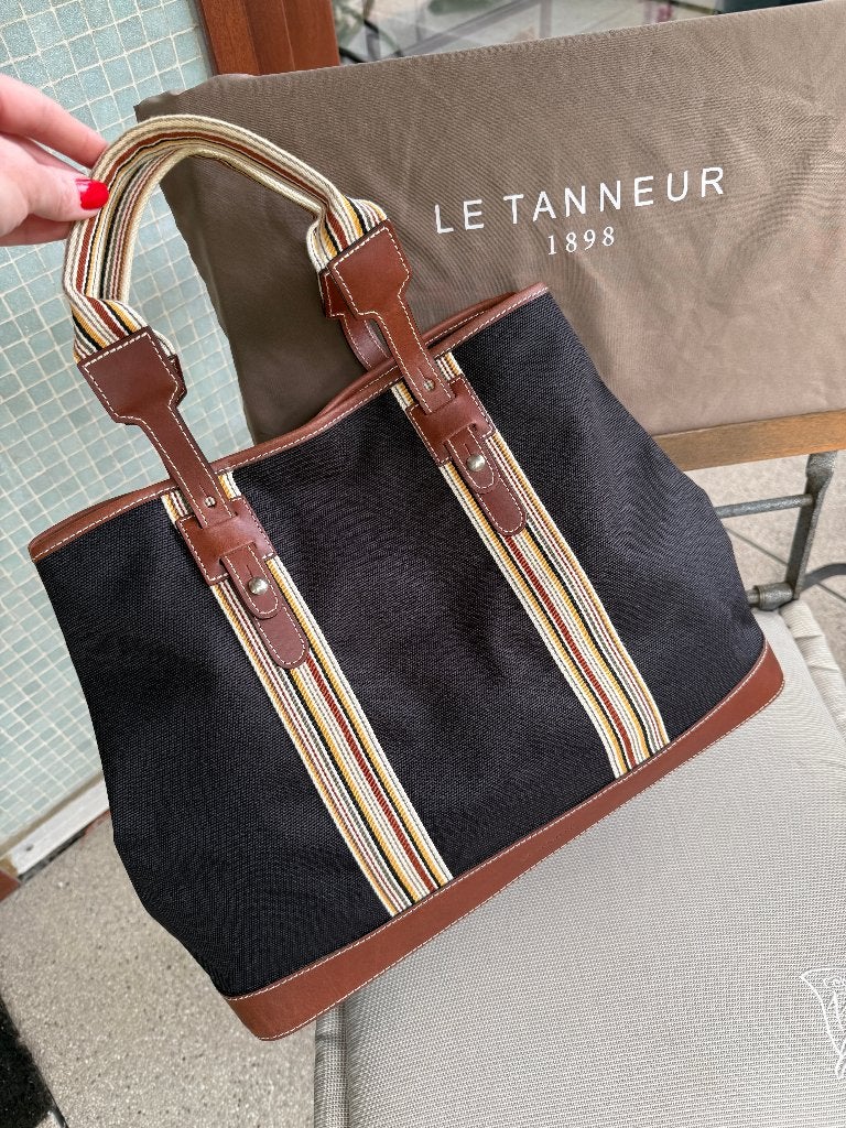 Le Tanneur, cabas en tissu et cuir, Enlèvement, Neuf, Noir, Sac à main