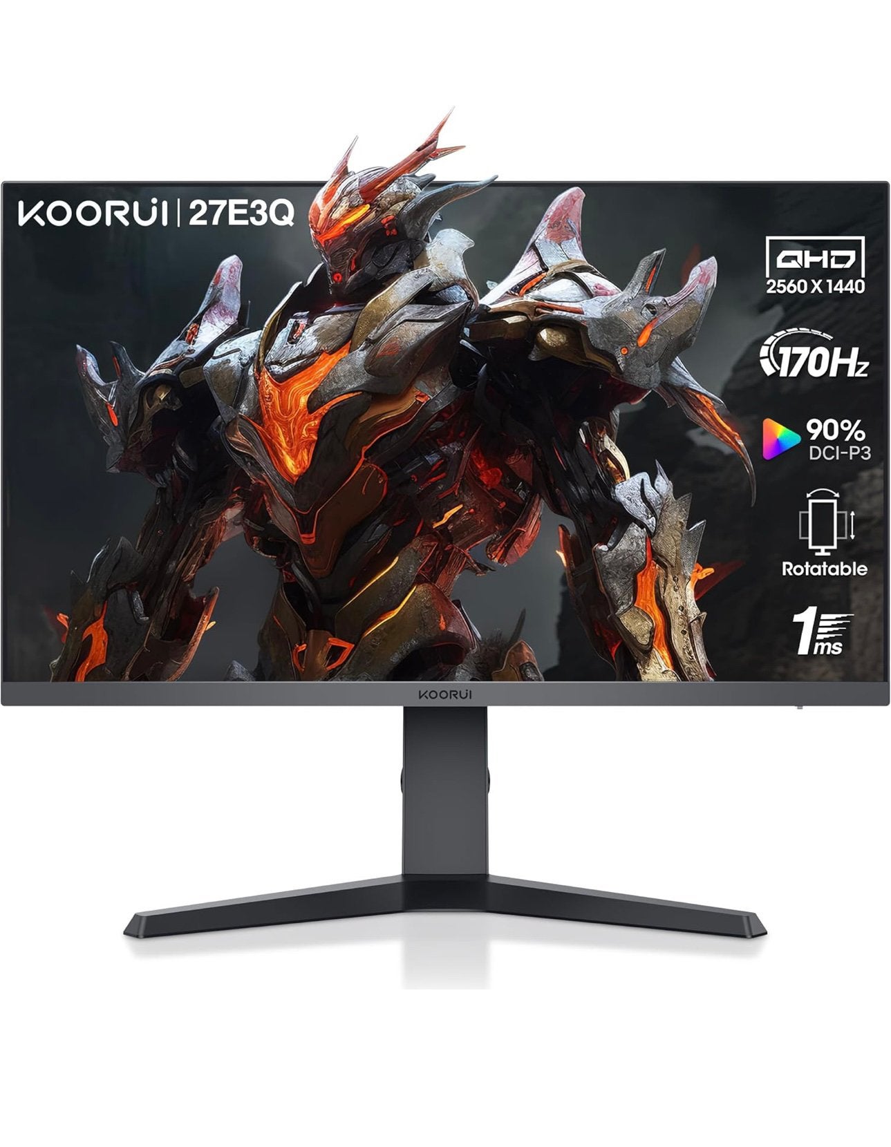 Écran Gaming KOORUI 27E3Q – 27" QHD 1440p 170Hz, Informatique & Logiciels, Gaming, IPS, Moins de 1 ms, 151 à 200 Hz