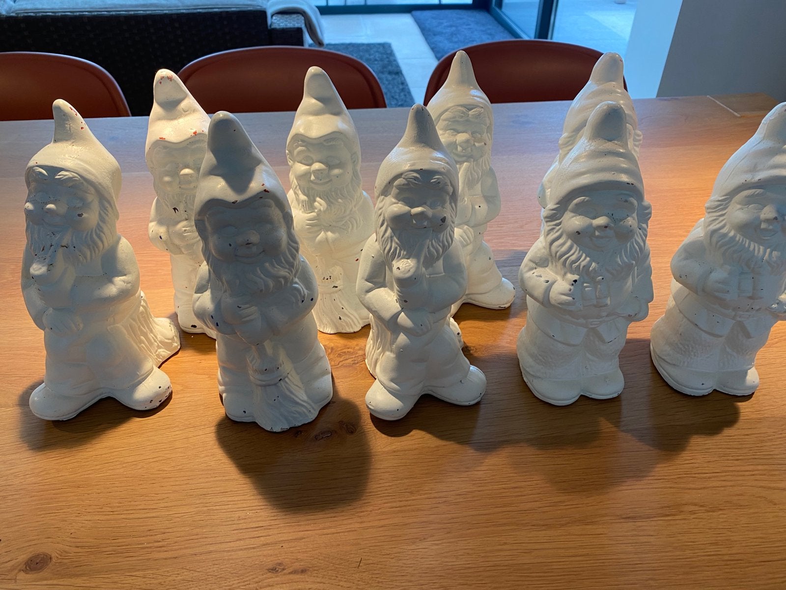 Kabouters in steen.  9 stuk, Ophalen, Gebruikt, 20 cm, Steen/keramiek