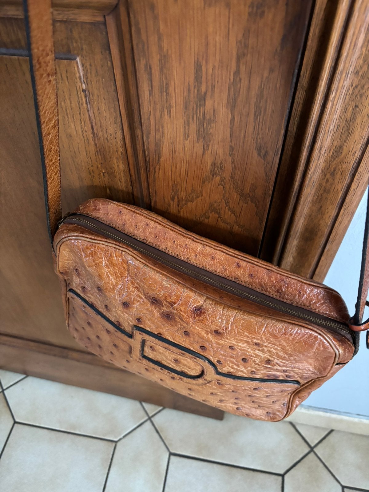 Handtas Delvaux struisvogelleder, Ophalen of Verzenden, Gebruikt, Handtas
