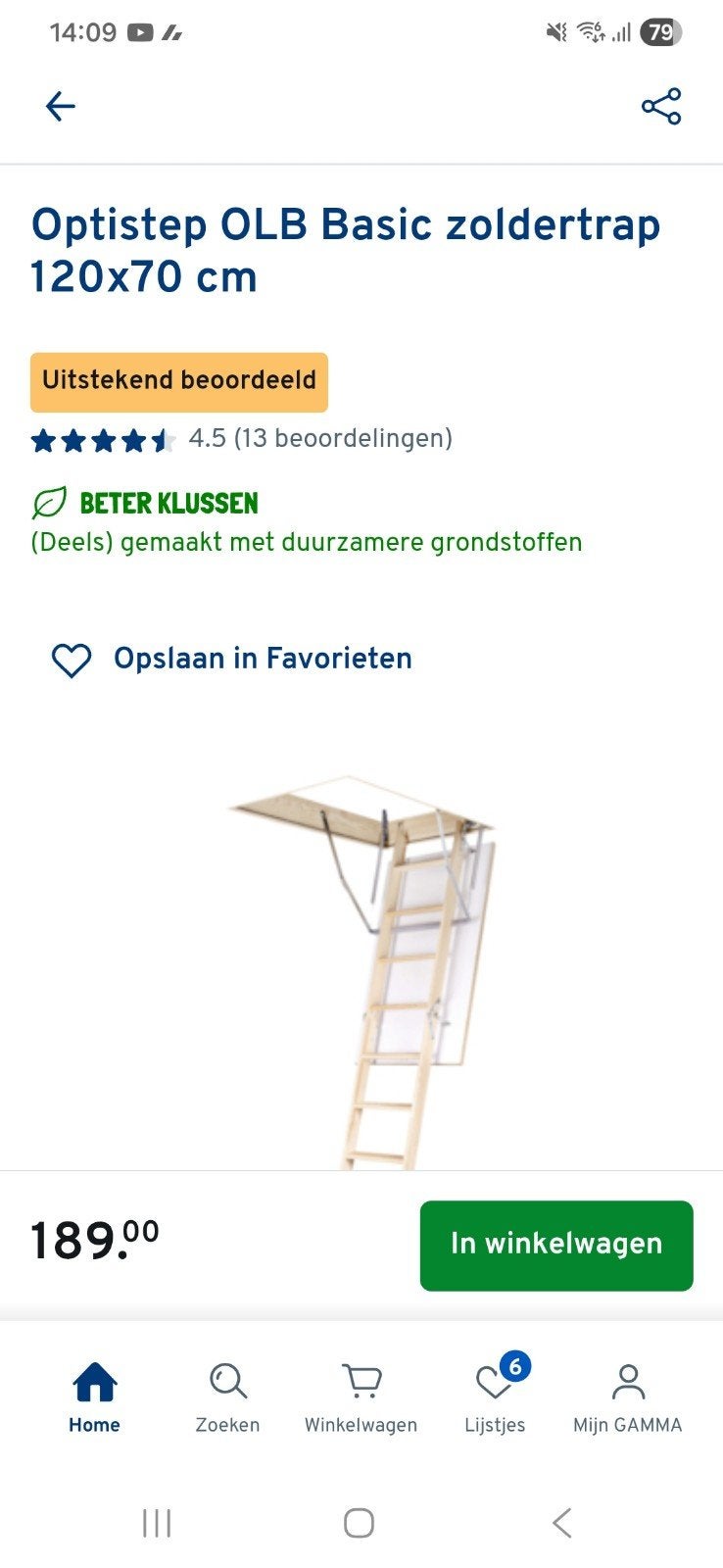 optistep zoldertrap 120x70 cm, Doe-het-zelf en Bouw, Ophalen, Nieuw, Opvouwbaar of Inschuifbaar