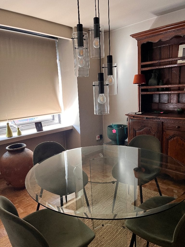 Glazen design eettafel, Ophalen, Gebruikt, Rond, Glas