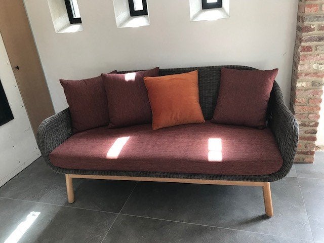 Vincent Sheppard Tuinzetel-Bank + Lounge Chair, Ophalen, 3 zitplaatsen, Zo goed als nieuw, Wicker