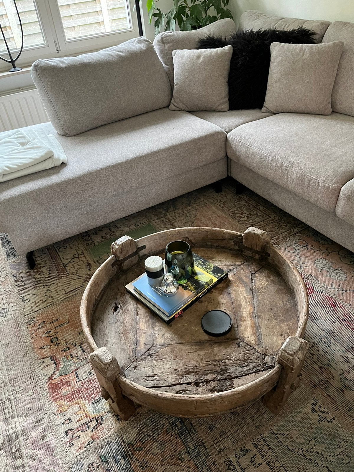 Oude salontafel in het hout, Ophalen, Gebruikt, Landelijk/ antiek, Rond