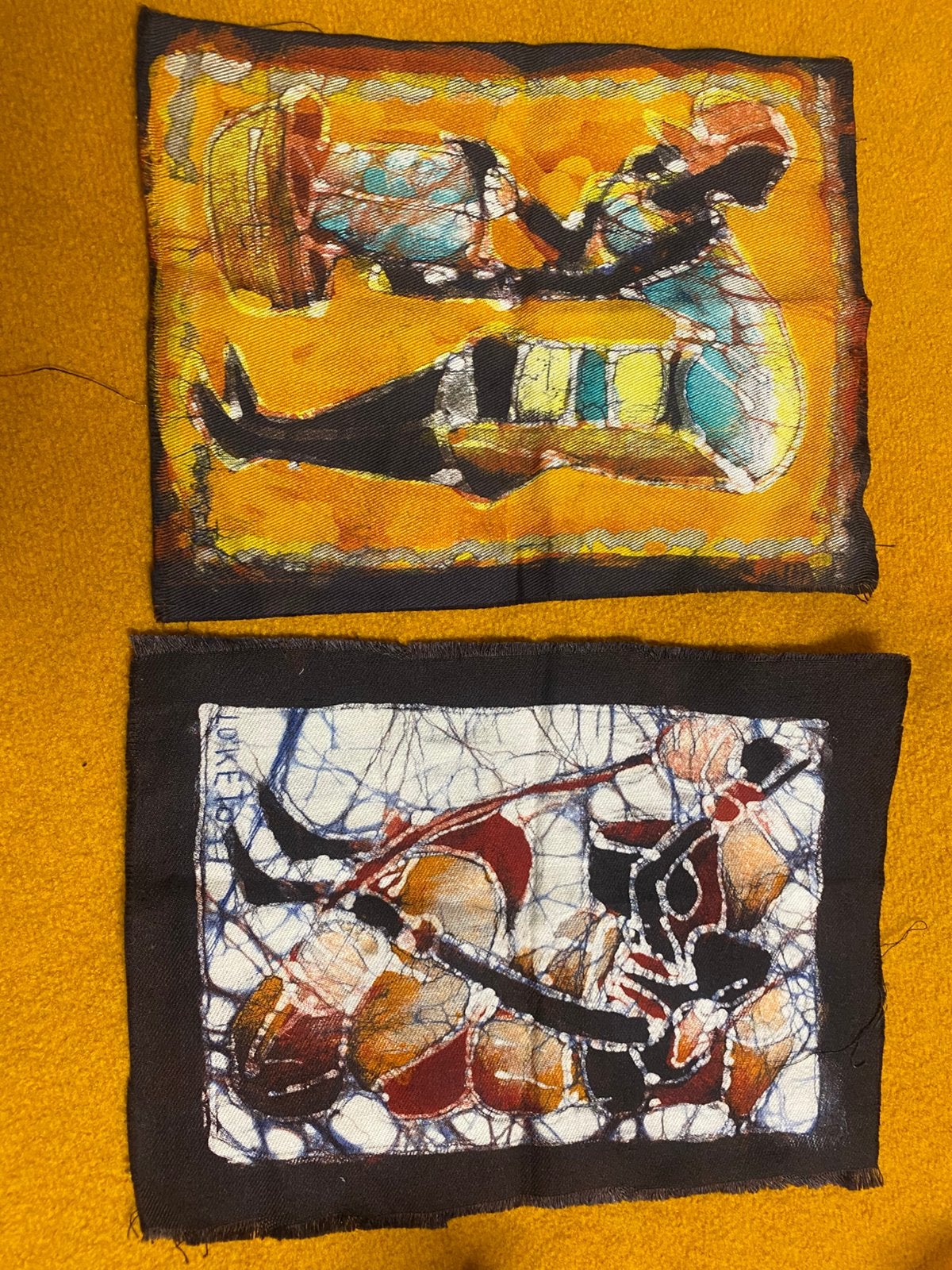 Art africain sur tissu a encadré, Antiquités & Art, Enlèvement ou Envoi