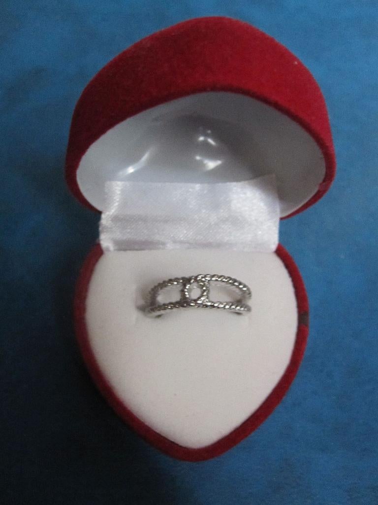 Bague - couleur argentée - relief en corde (NOUVEAU), Bijoux, Sacs & Beauté, Bagues, Neuf, Enlèvement ou Envoi, Fer ou Acier, Plus petit que 17