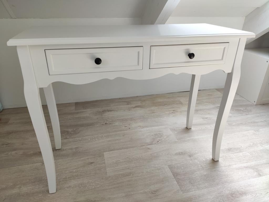 kaptafel, make up tafel, haltafel, sidetable landelijk wit, Ophalen