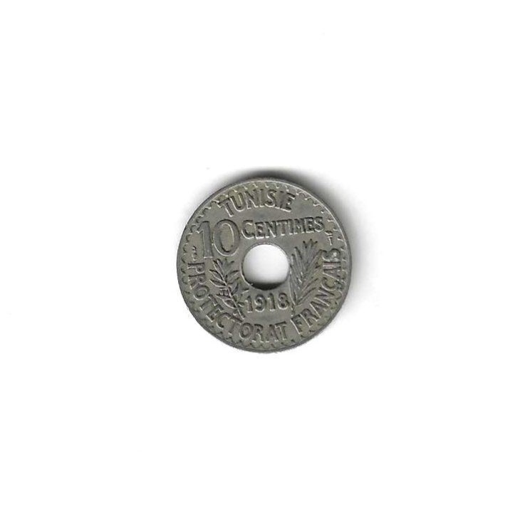 Tunesië, 10 Centimes AH1337(1918)., Timbres & Monnaies, Enlèvement ou Envoi, Autres pays, Monnaie en vrac