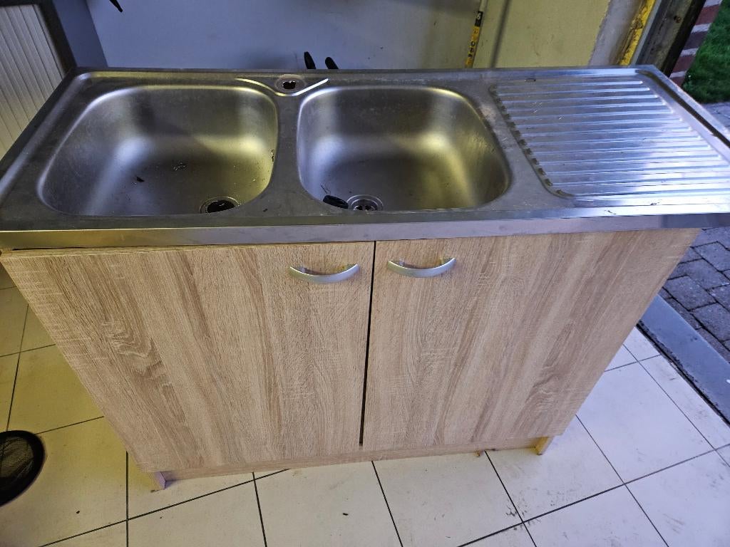 Meuble evier et evier inox et siphon, Enlèvement, Inox