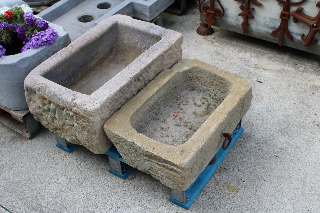 auge bac en pierre bleu , jardinière , grand choix !!, Moins de 30 cm, Pierre, Enlèvement, Utilisé