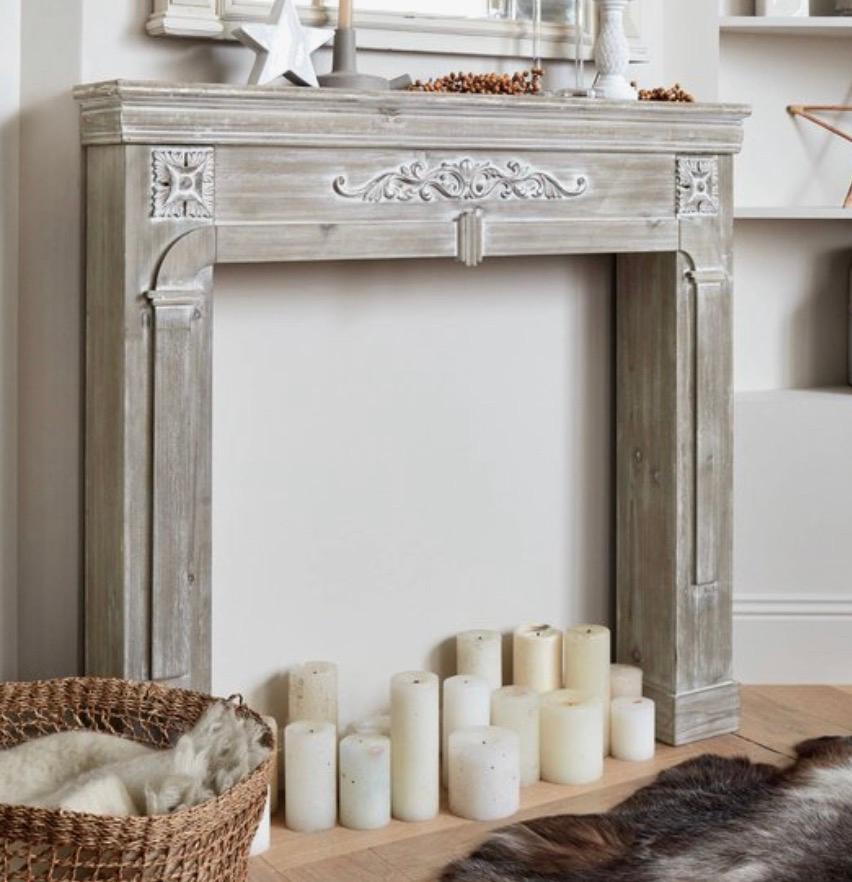 Nieuwe !! Decoratieve schouw in vergrijsde look, Antiek en Kunst, Curiosa en Brocante, Ophalen