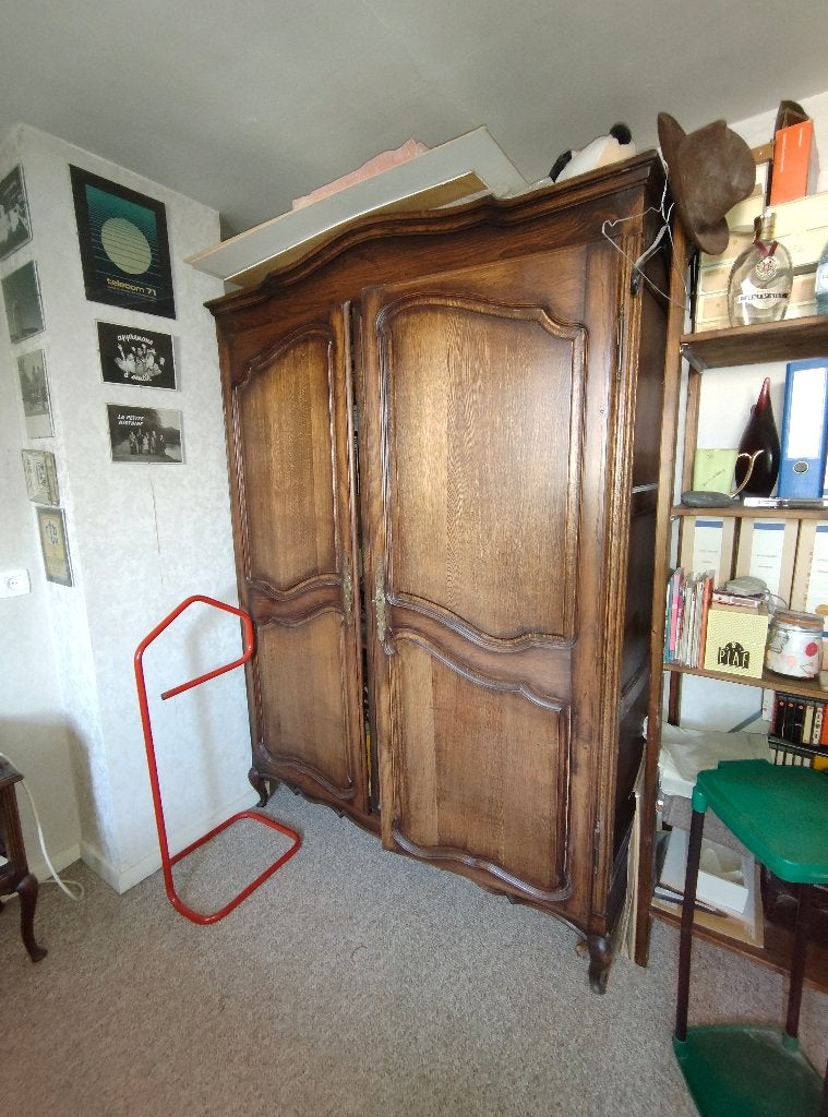 Vintage rustieke massief houten kledingkast, Ophalen, Gebruikt, Met deur(en)