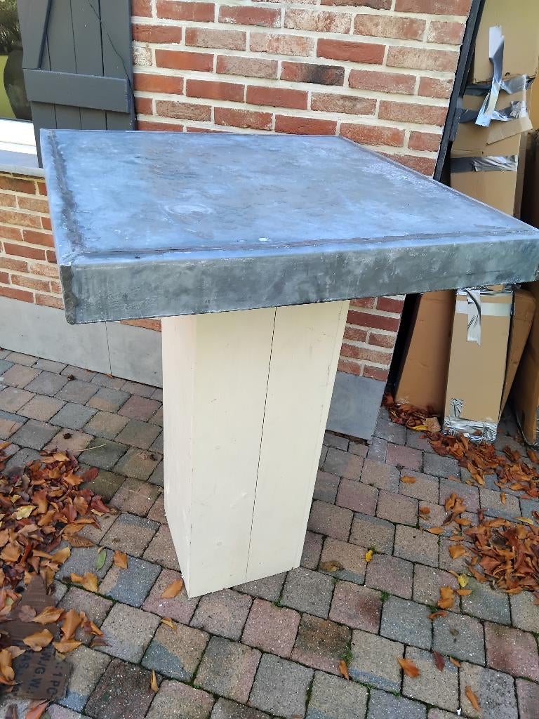 sta tafel bartafel in steigerhout en lood, Ophalen, Gebruikt